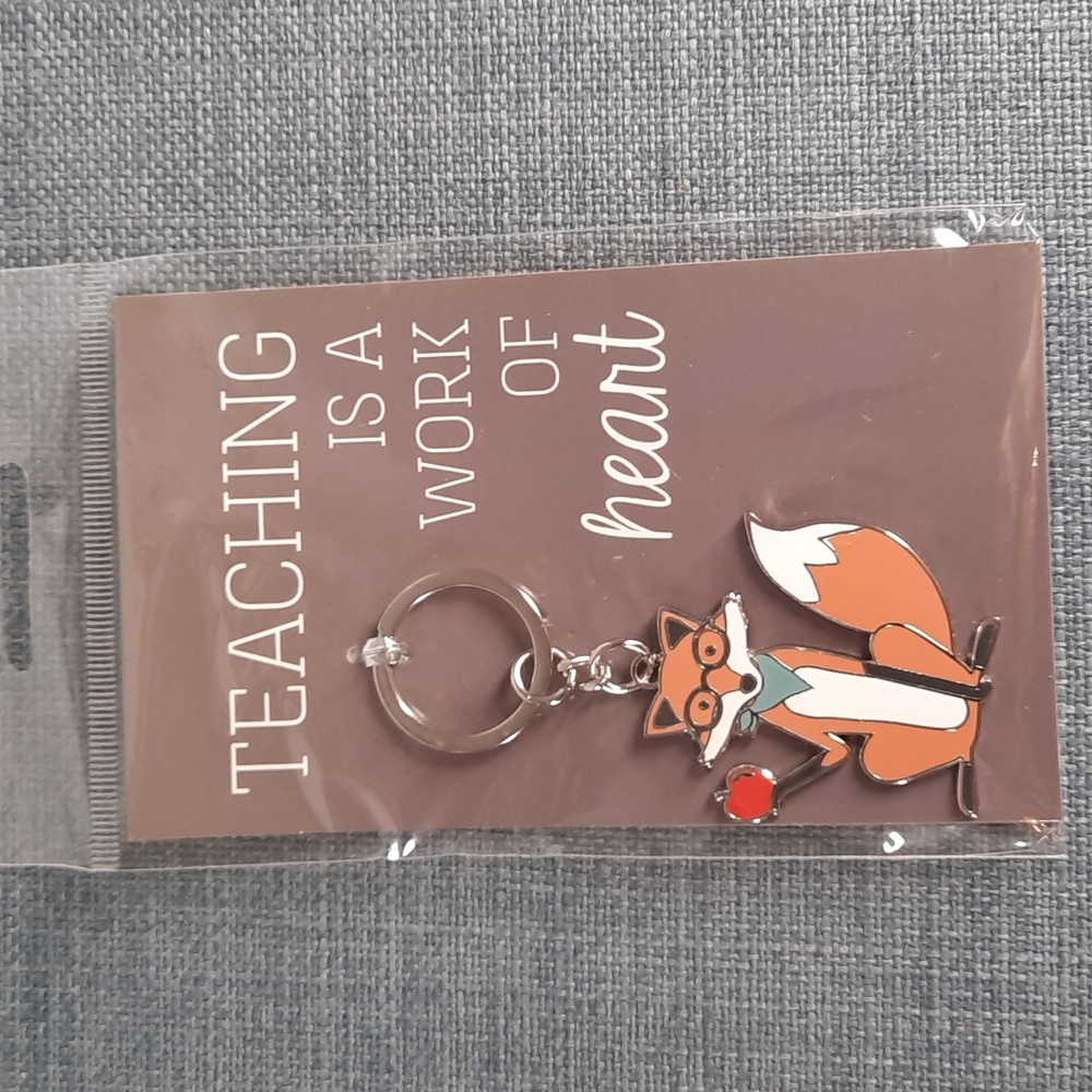 Teacher Appreciation Gift Keychain Fox NWT Cute Fox Teaching Is A Work Of Heart